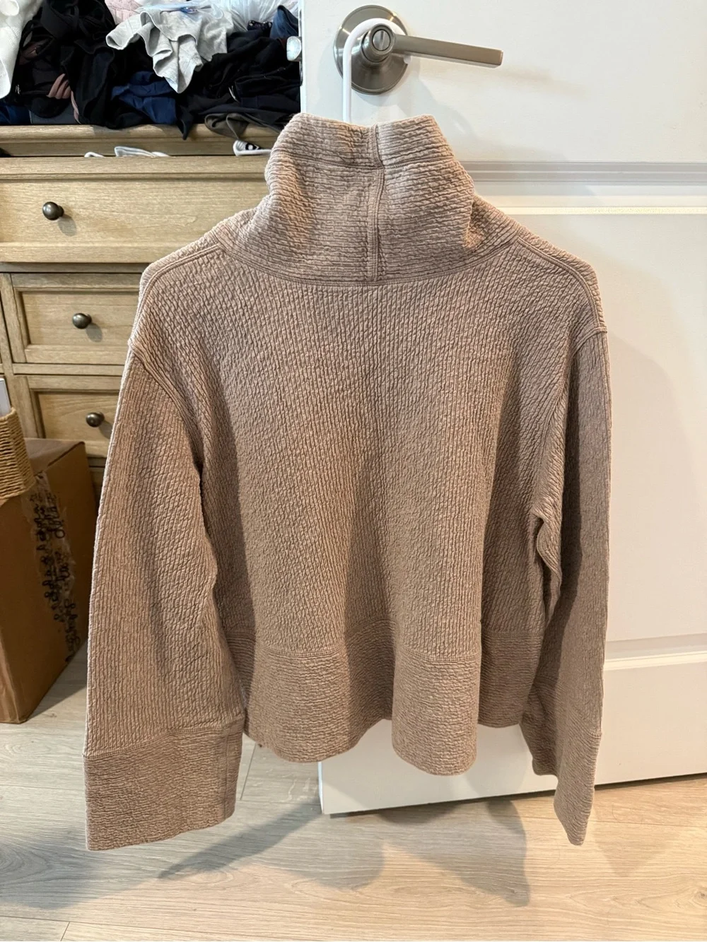 lululemon athletica Taupe Textured Funnel Neck Sweater